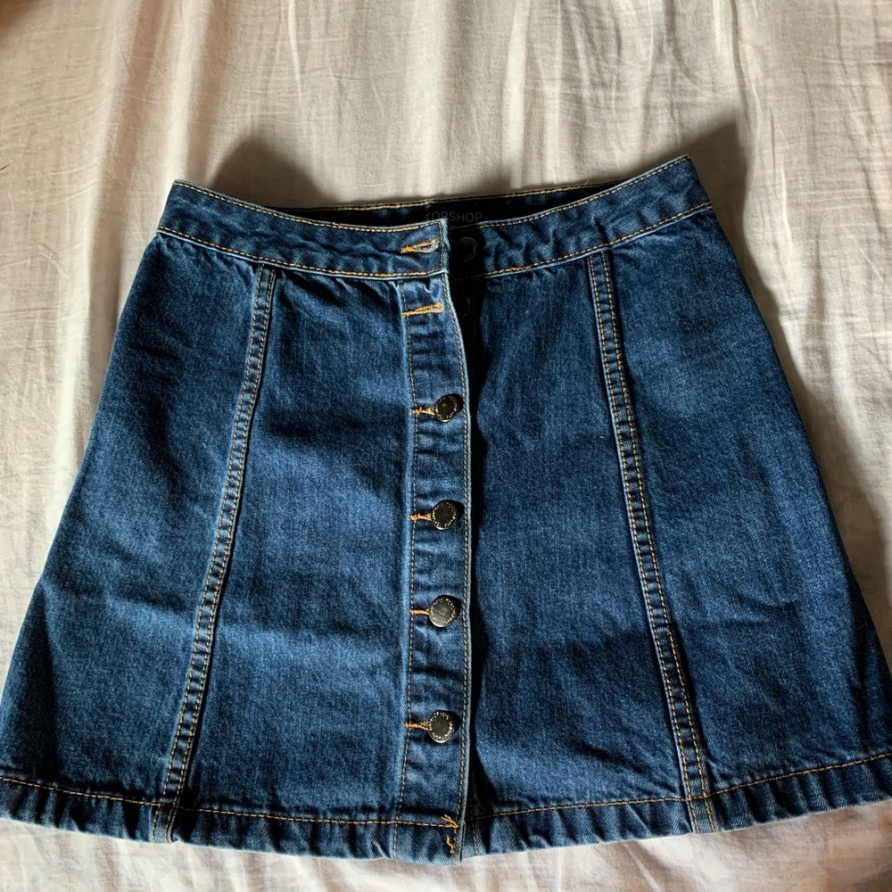 Topshop Denim Button Skirt